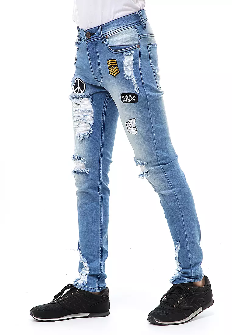 Locko Long Pants Celana Panjang Pria Ripped Jeans Material Denim ORIGINAL - Bio Blits