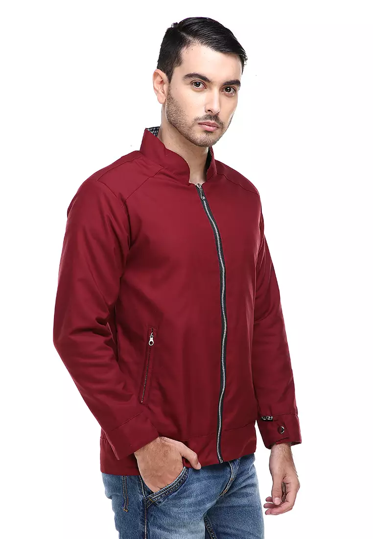 Clover Jas Jaket Casual Pria Slimfit Material American Drill ORIGINAL - Maroon