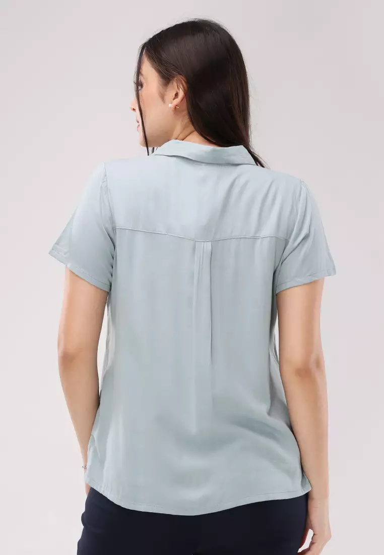 Single Twill Woven Short Sleeves Blouse
