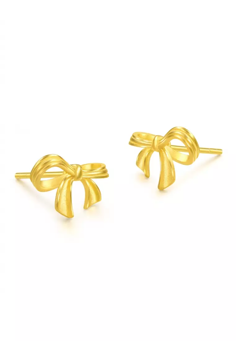 999.9 24K Solid Gold Butterfly Stud Earrings for Women 95306E