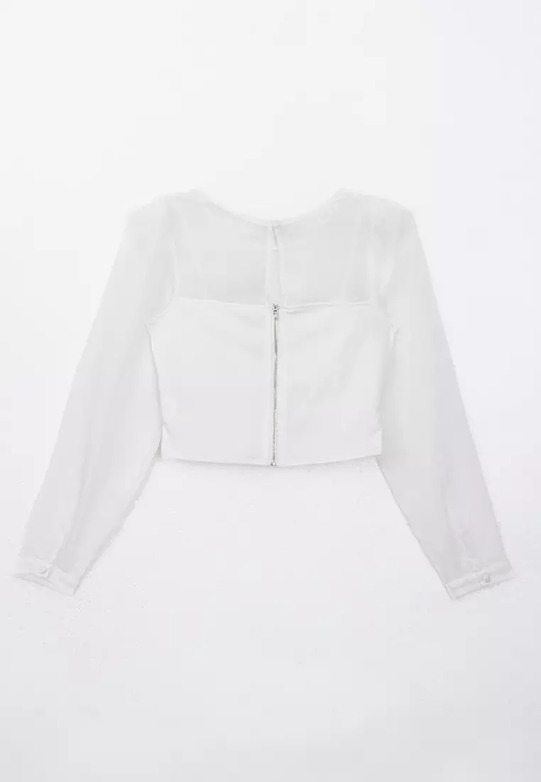 Puff Sleeve Sheer Top