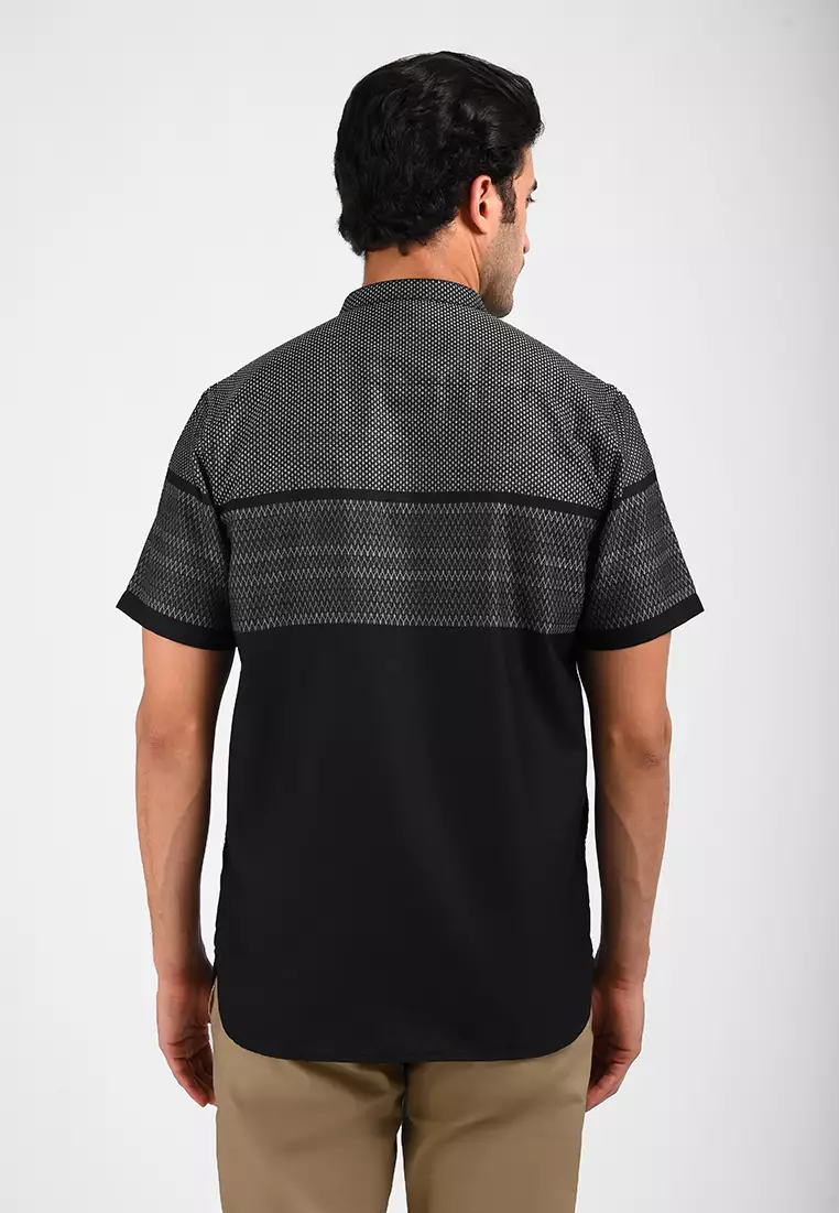 MOC Kemeja Koko Lengan Pendek Pria IDHGAM-BLACK