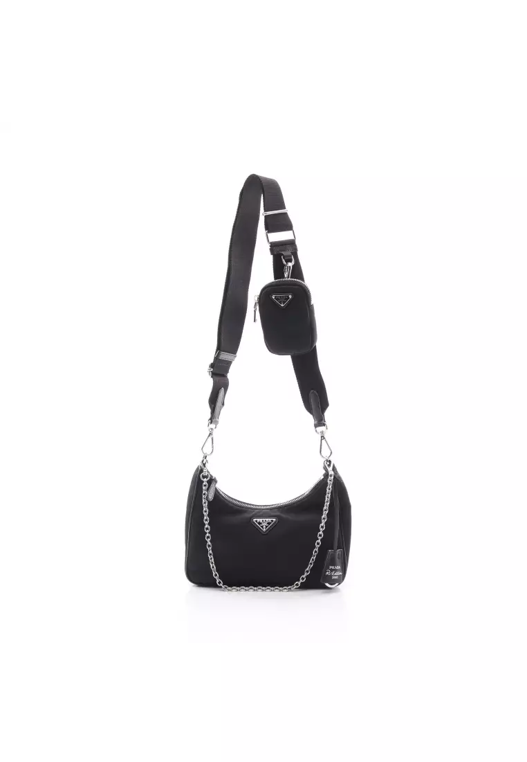 Prada Black Nylon Small Chain Strap Tote Bag – JDEX Styles