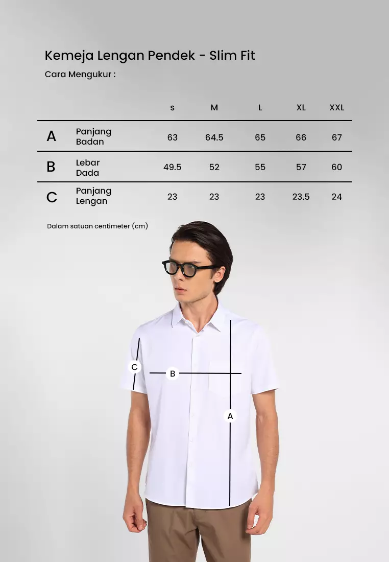MANZONE - Kemeja Lengan Pendek Pria Mino 02 Slim Fit - White Warna White