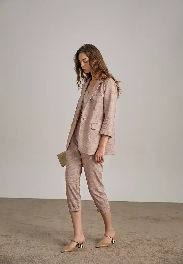 Checkered capri pants cheap