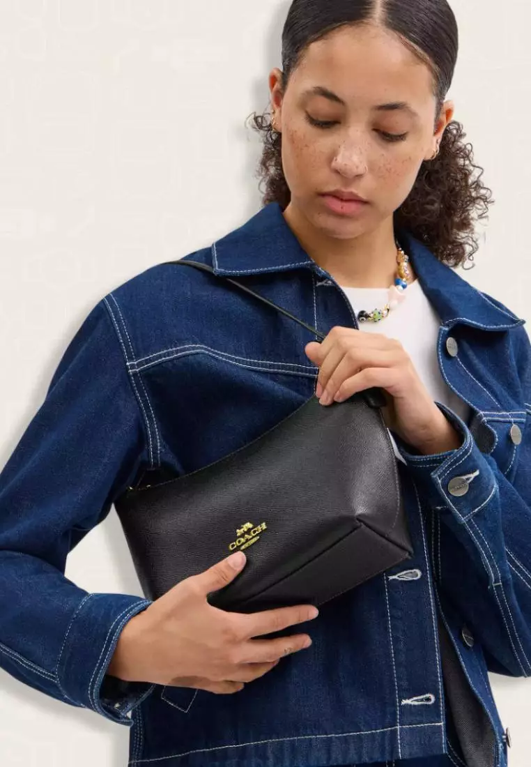 Coach Zip Top Shoulder Bag Black