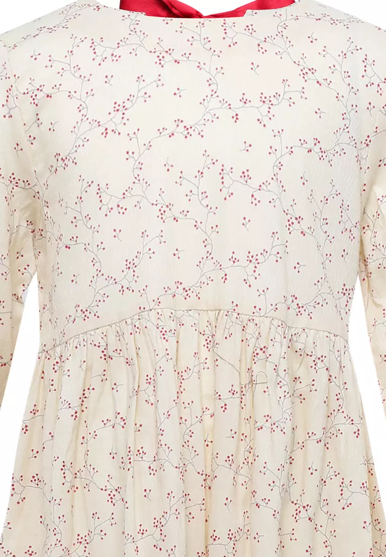 Pito Dito Girl Chiaseeds Dress Midi Anak Cream Motif Flora