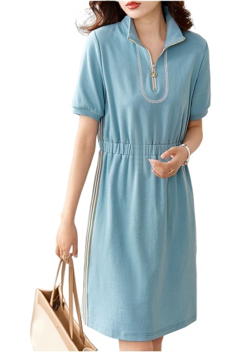 ONX.HK blue Fashion Ol Loose Knit Dress 24241AA3C8FE71GS_1