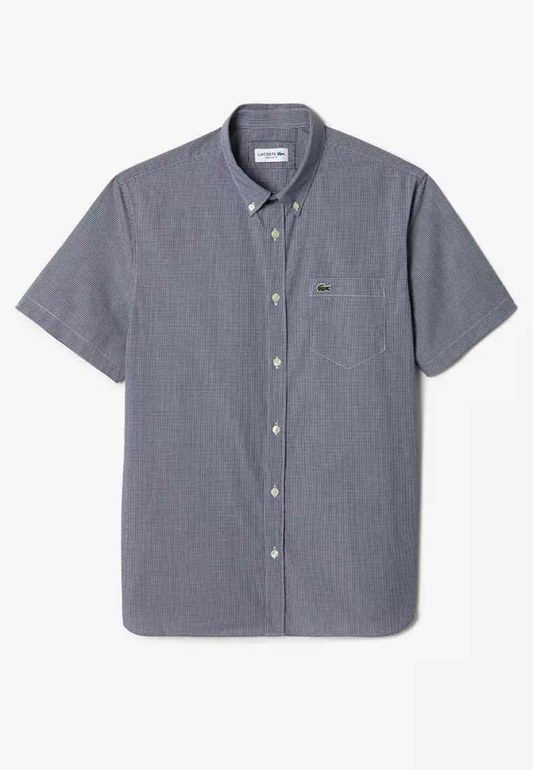 Short Sleeved Regular Fit Gingham Print Shirt