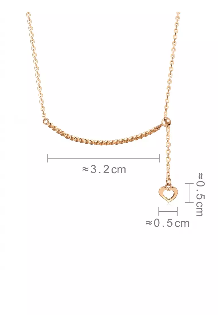 Delicate Gold 18K Rose Gold Dangle Heart Necklace for Women 92678N