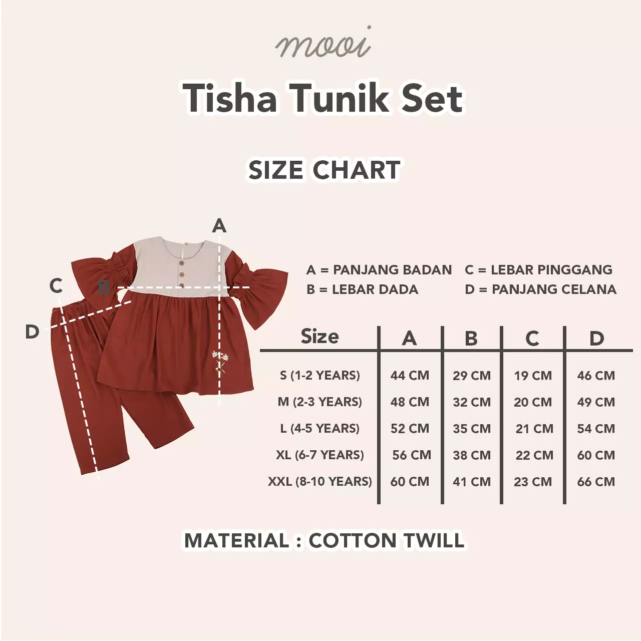 Mooi Setelan Anak Perempuan Tisha Tunik Set - White