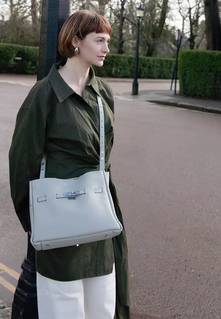 SAOIRSE Soft Structural Belt Tote Bag - Elephant Grey