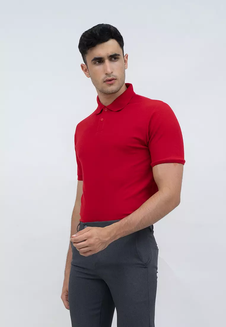 polo shirt baju kaos kerah polo slim houseofcuff merah