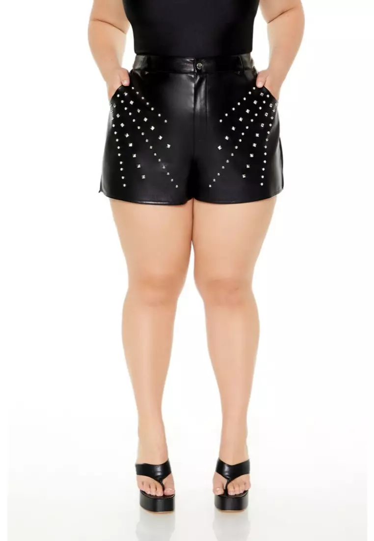 Studded leather shorts clearance