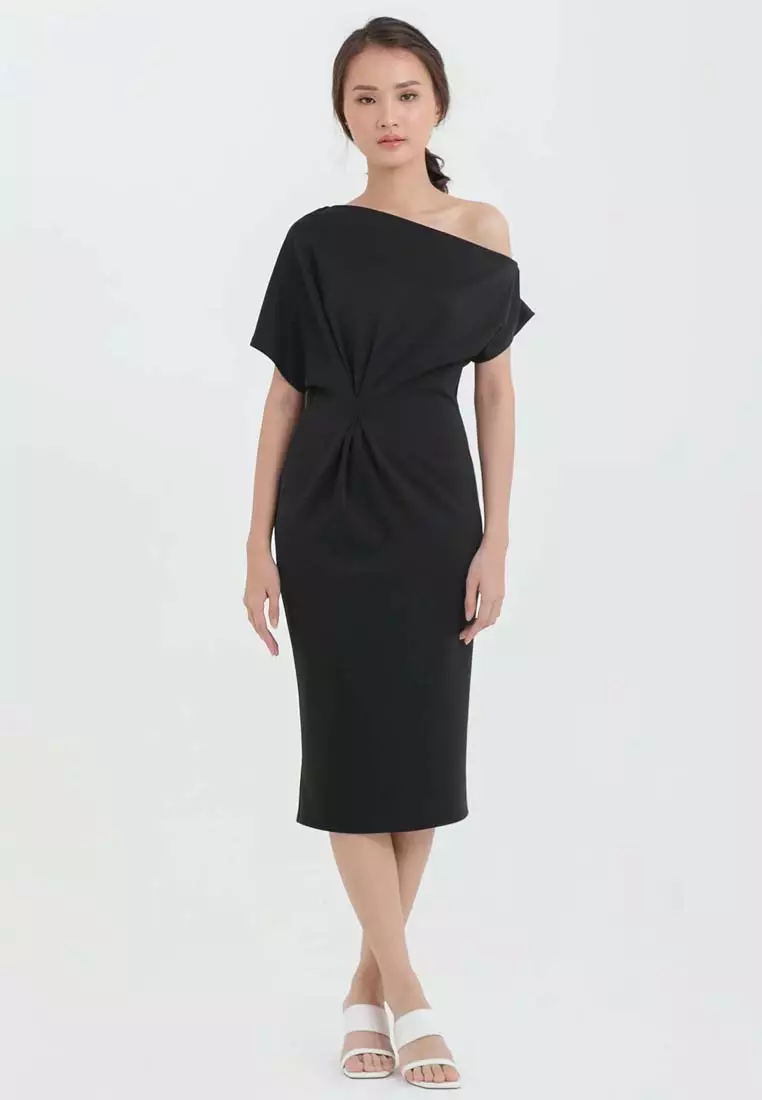 Sabrina Scuba Dress in Black
