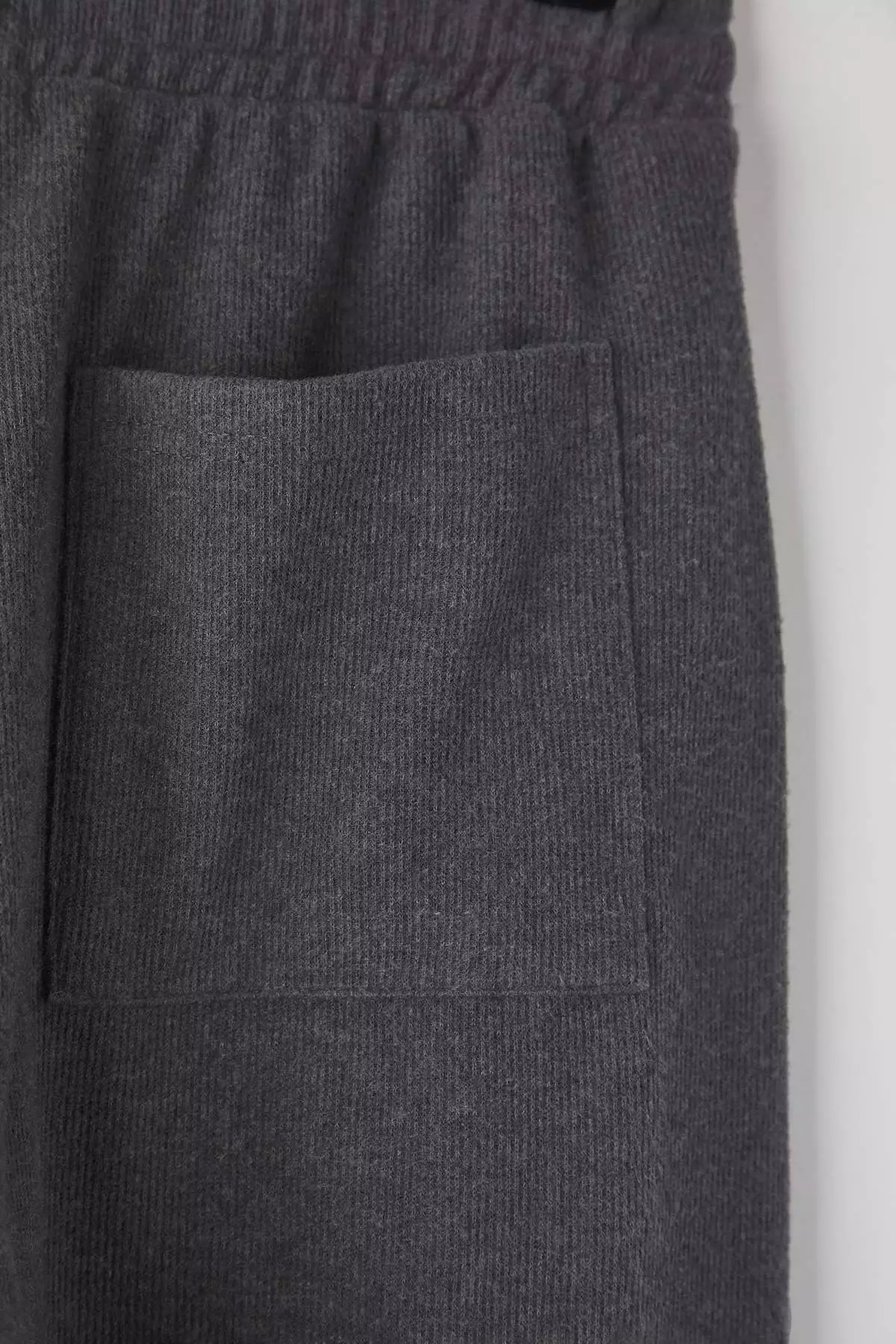 Anthracite Regular Cut Elasticated Leg Soft Touch Textured Knitted Pajama Bottoms