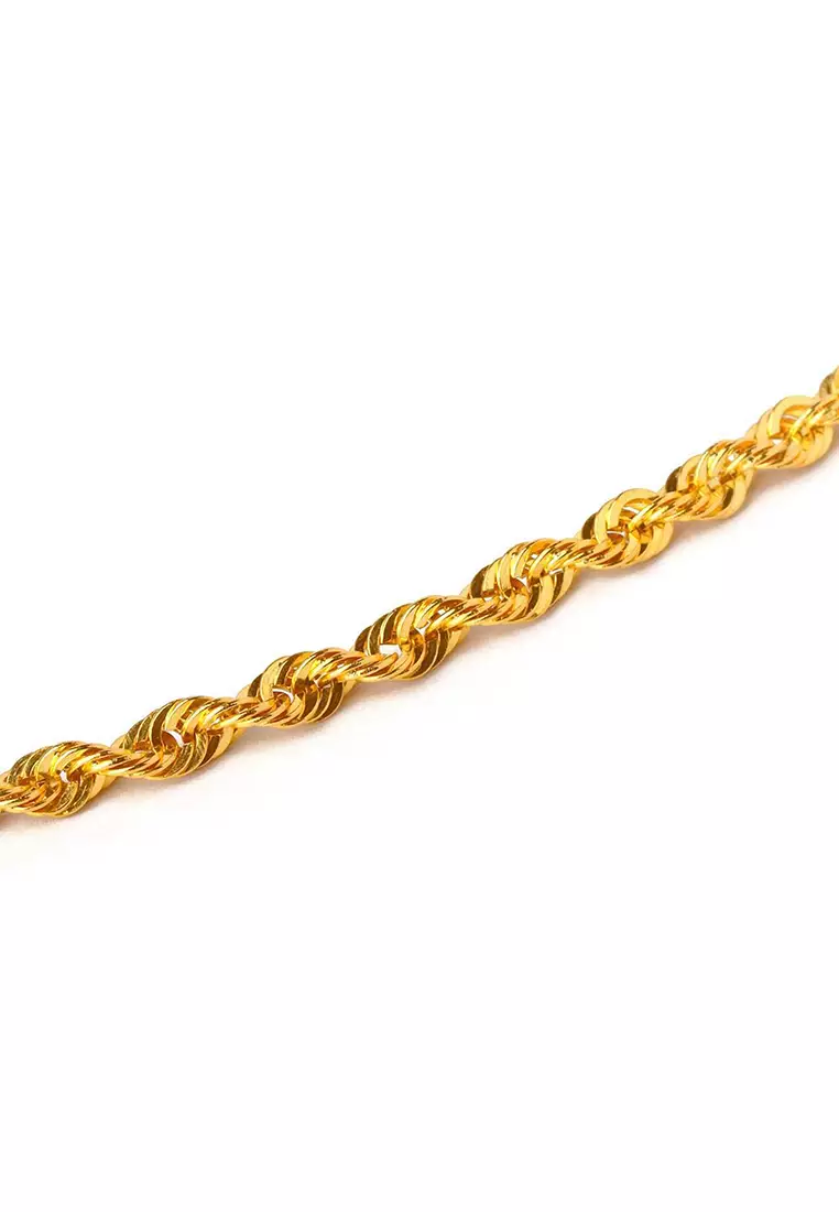916/22K Gold Hollow Rope Chain Necklace R004 (3.20MM, 60CM)