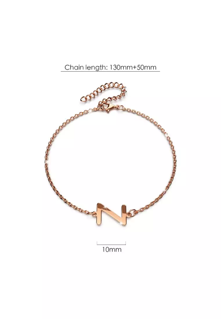 Bold Alphabet Letter Initial Charm Bracelet in Rose Gold Tone - Z