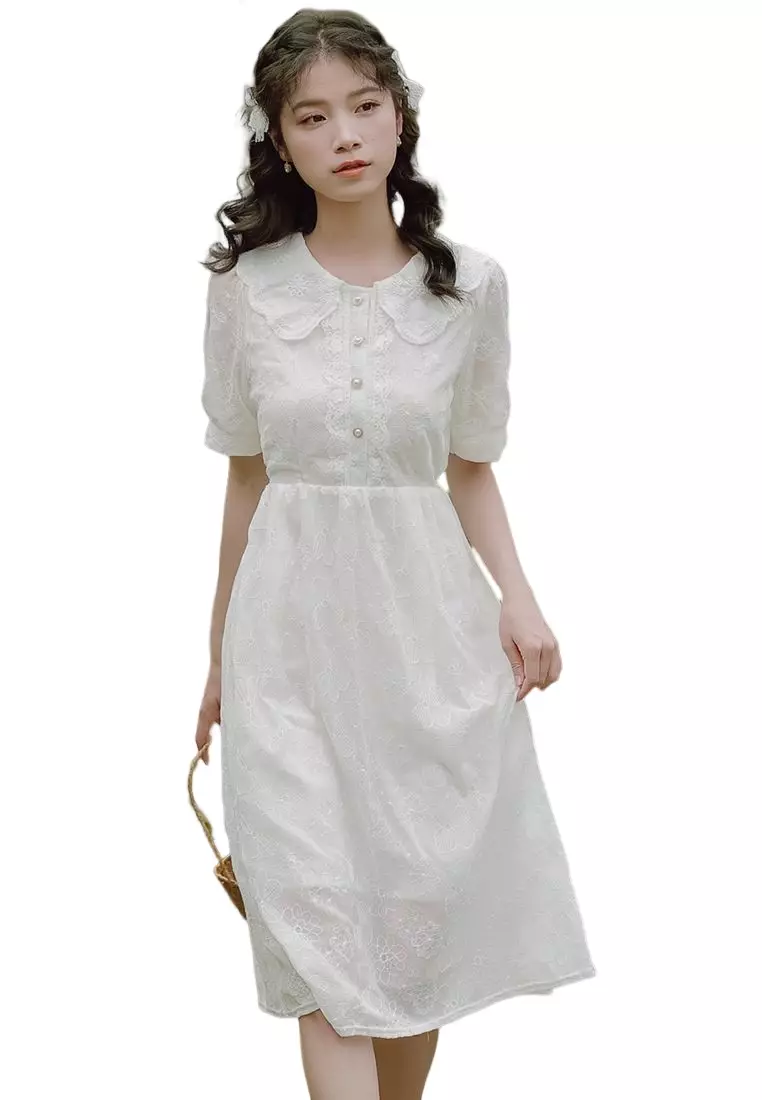 Buy A IN GIRLS French Vintage Embroidered Dress With Lining 2024