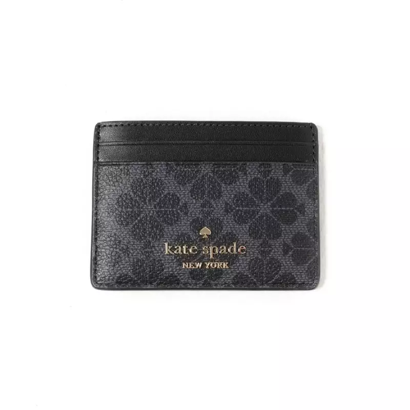 Dompet KATE SPADE JACQUARD MONOGRAM GREY BLACK CARD HOLDER 100% ORIGINAL
