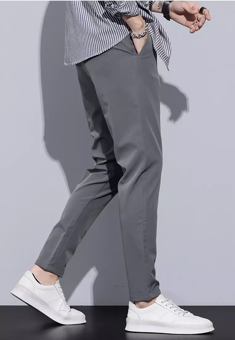 彈性腰圍修腳西褲