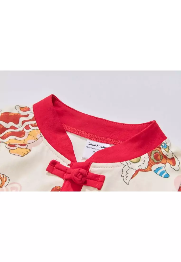 Little Kooma Ready Stock CNY White Lion Dance Baby Boy Cheongsam Romper ...