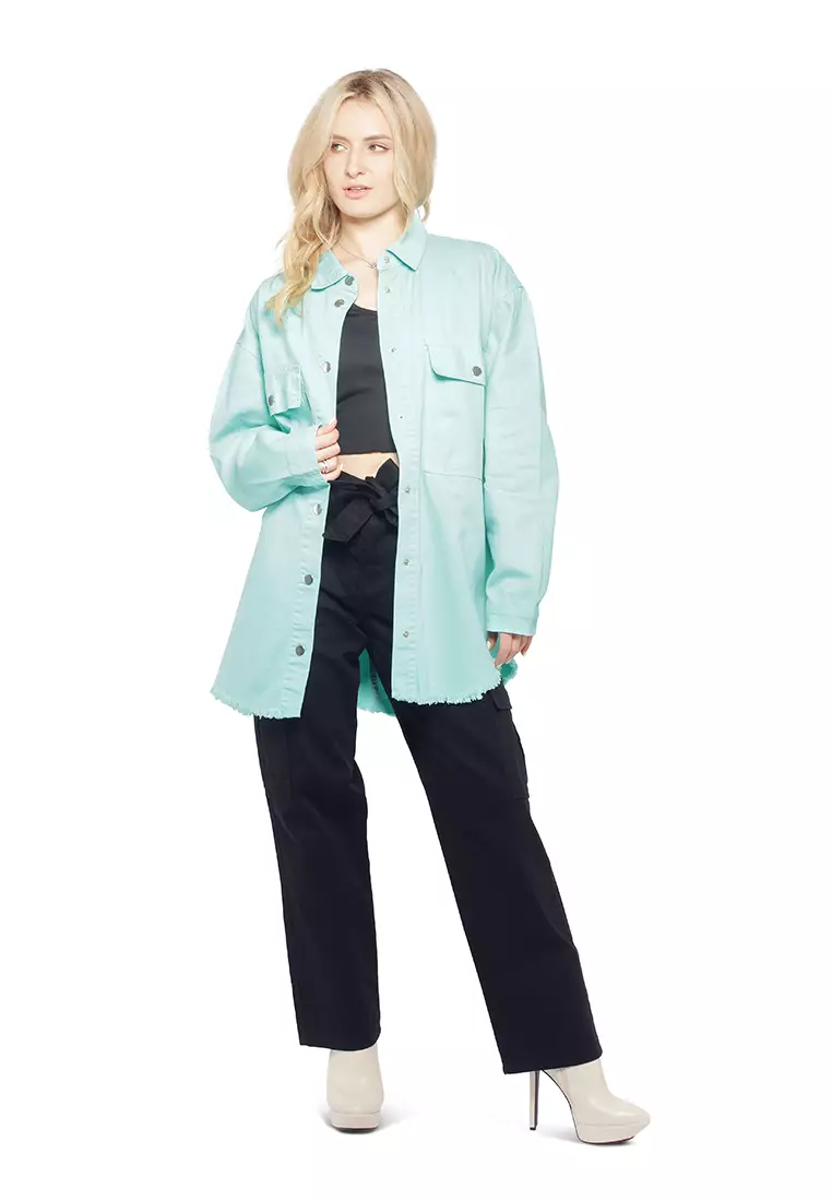 Mint Oversized Long Sleeve Shacket