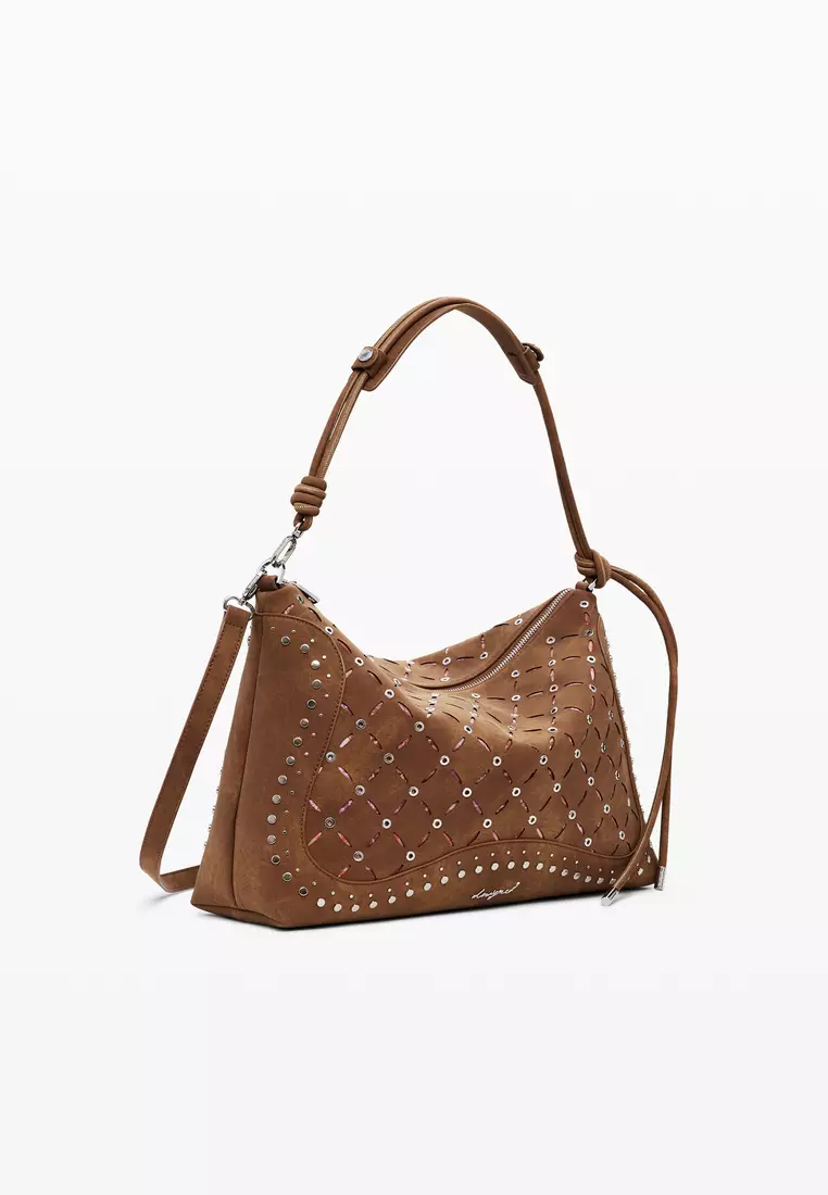 Medium cut-out faux leather bag