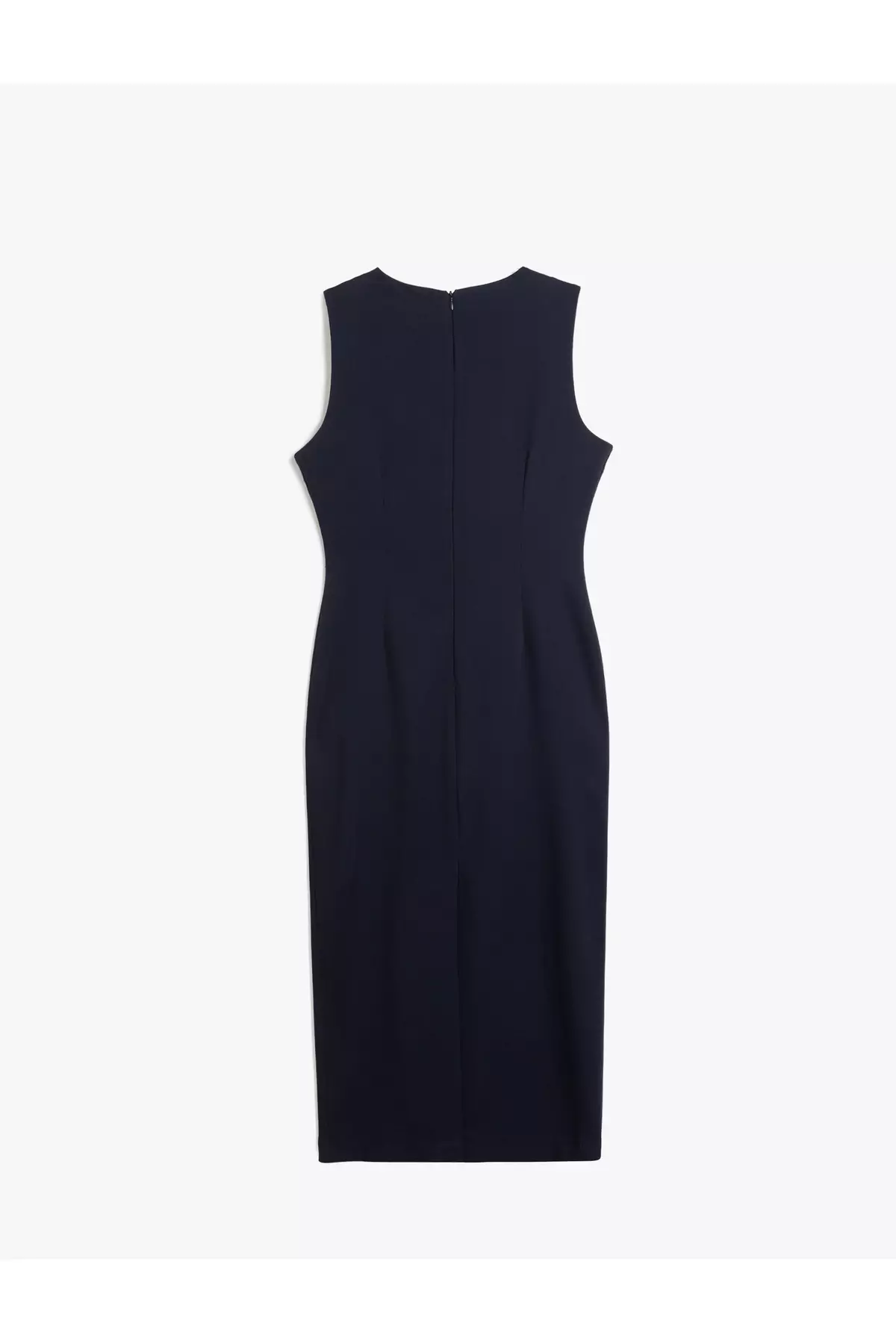 Slit Detail Crew Neck Sleeveless Long Pencil Dress