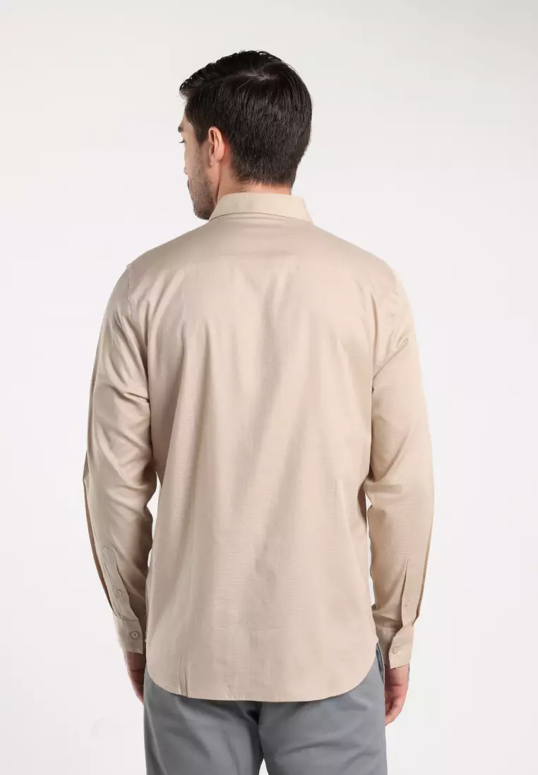 MOC - Kemeja Polos Pria Lengan Panjang Nicola - Khaki