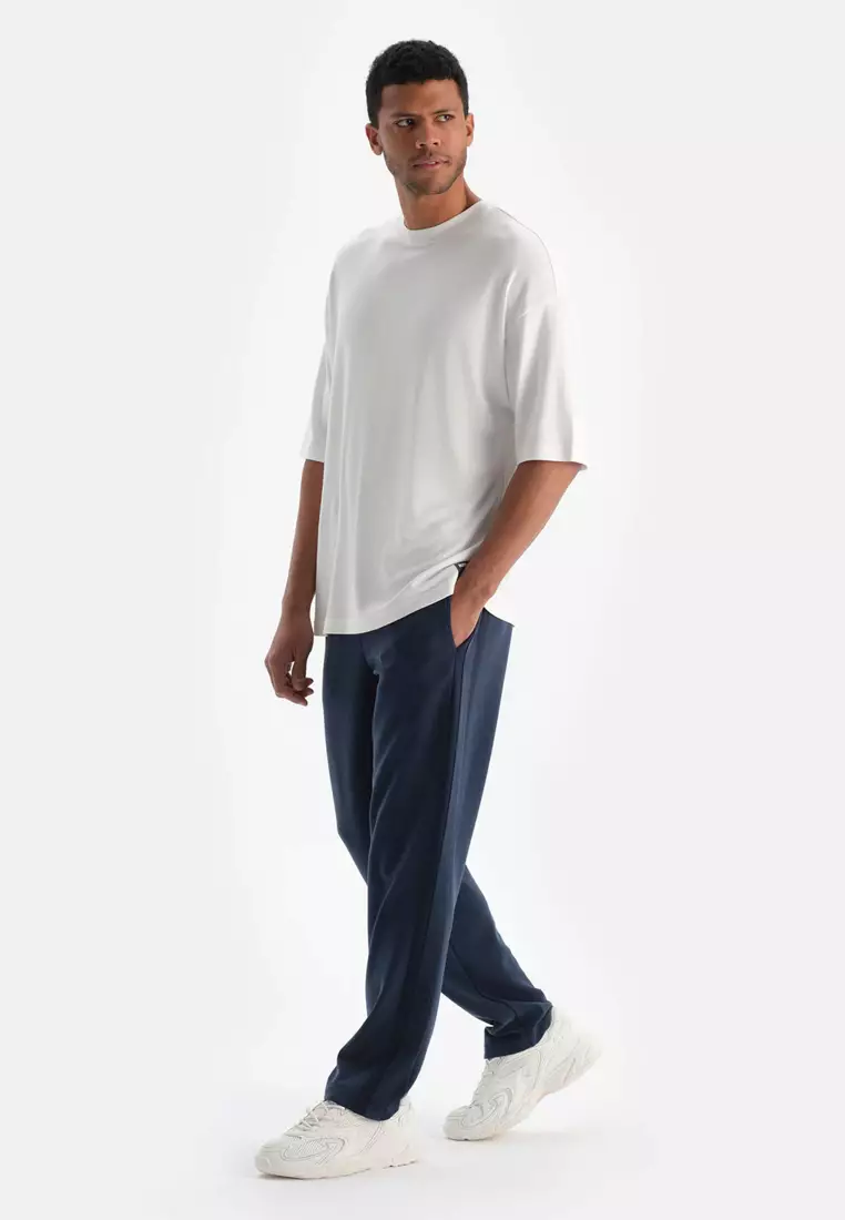 Off White T-Shirt, Sea Print, Crew Neck, Oversize, Short Sleeve Activewear for Men