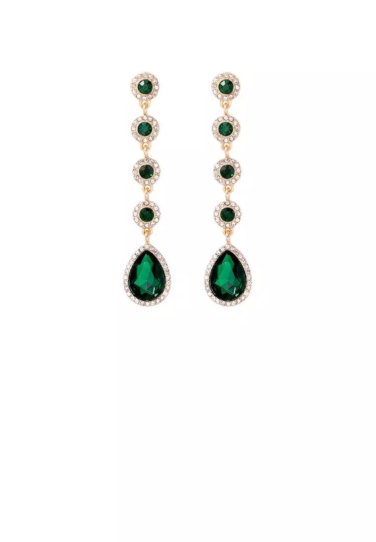 Gold and green drop earrings online