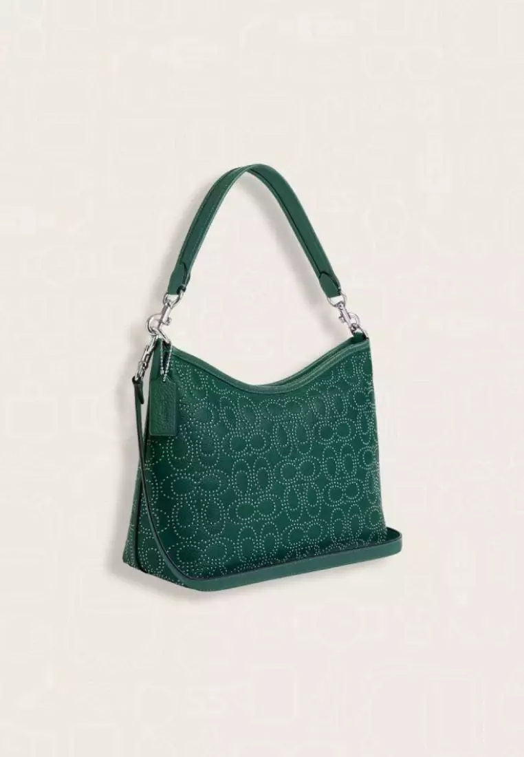 Coach Laurel Shoulder Bag With Signature Rivets Emerald Green