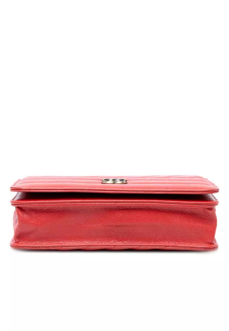 Pre-Loved Chanel Cc Diagonal Quilted Goatskin Wallet On Chain
