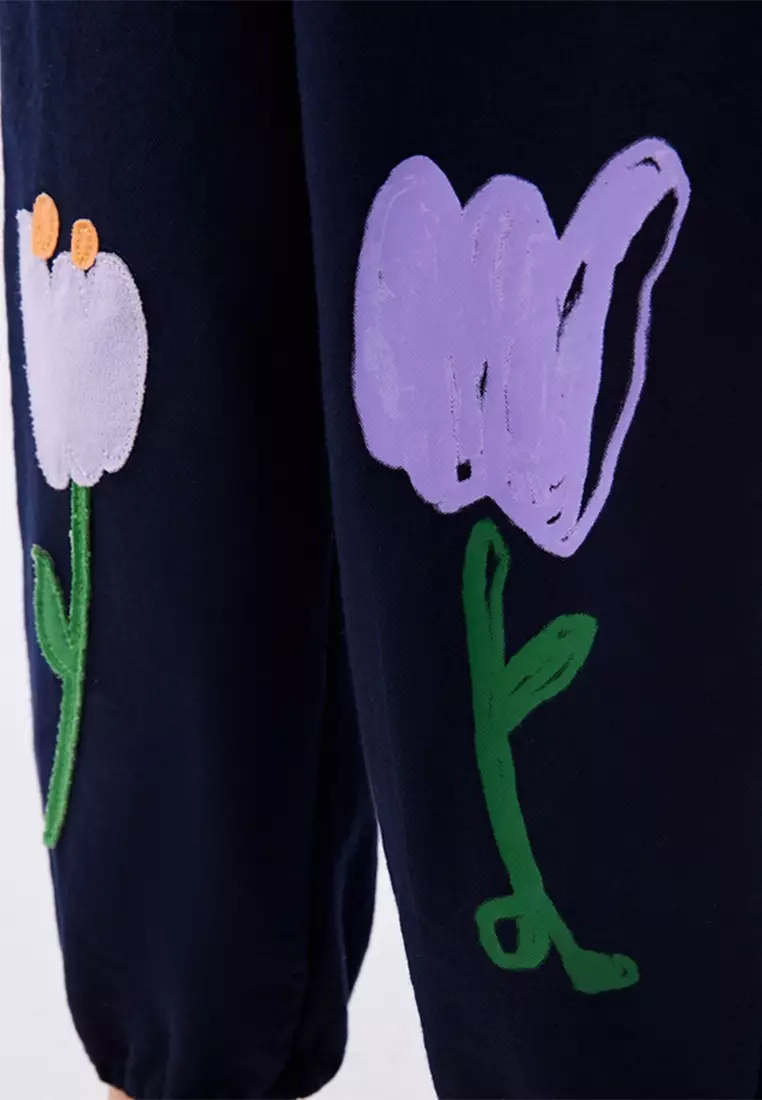 马拉丁女针织长裤藏青色夏季裤