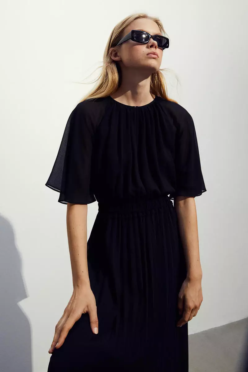 sachin and babi light blue dress Black Lurex Chiffon Flowy Long Sleeve Mini Dress main image 1
