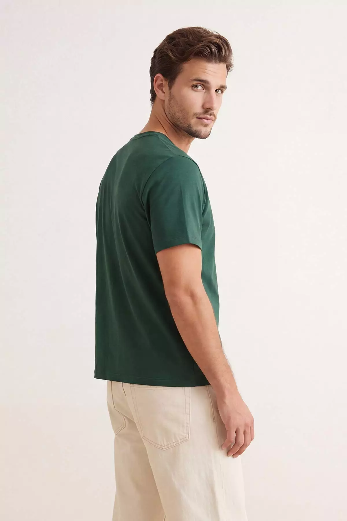 Unisex Khaki Oversize/Wide Cut Fox Embroidered 100% Cotton T-Shirt Tmnss26Ts00047