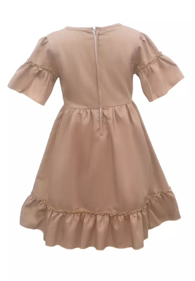 Two Mix Dress Anak Ruffle Cantik Usia 1-12 Tahun Bahan Kain Katun 4260