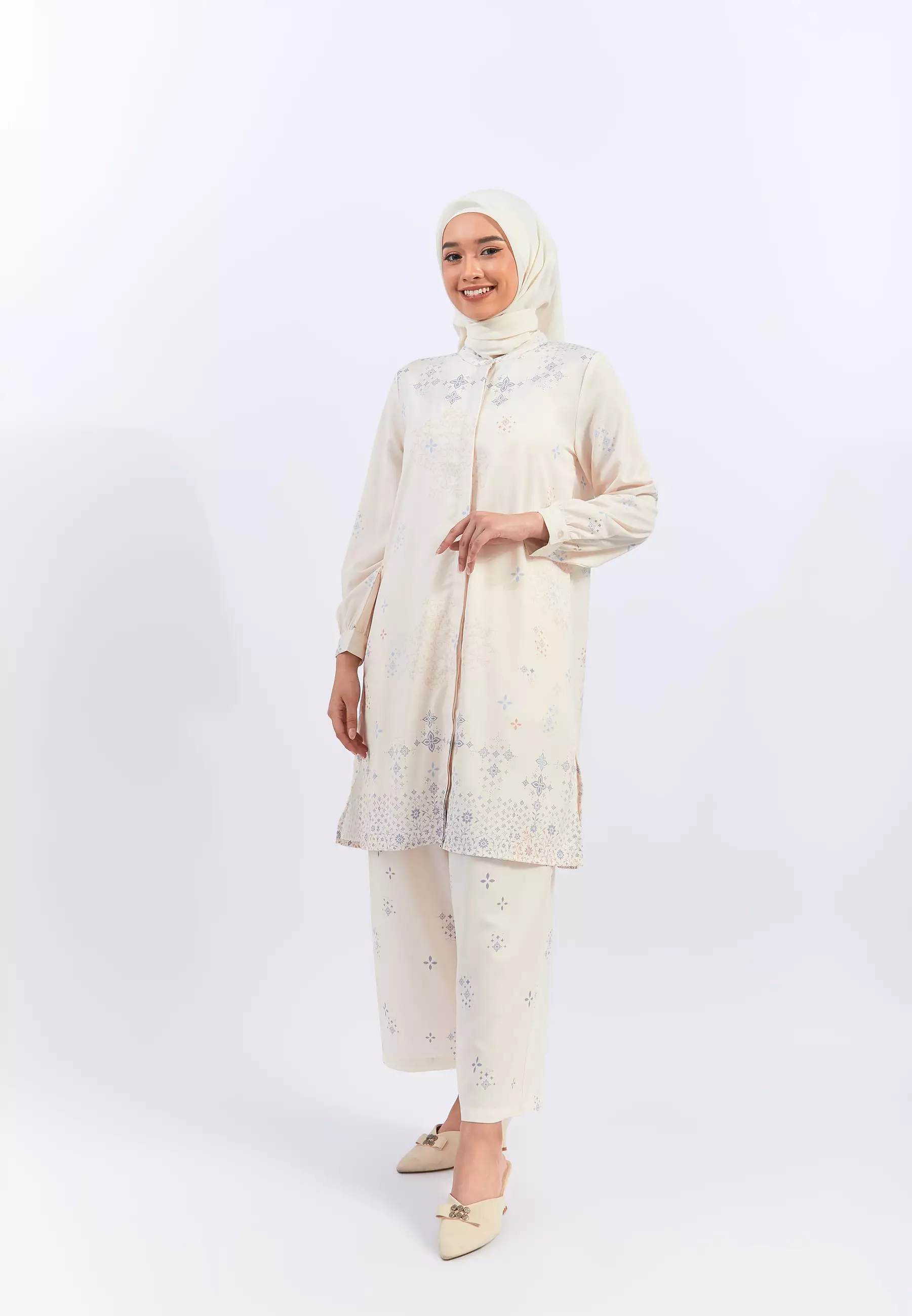 Geela X Aurelie Hermansyah - Yasmin Flower Cream Tunic (G.1729)