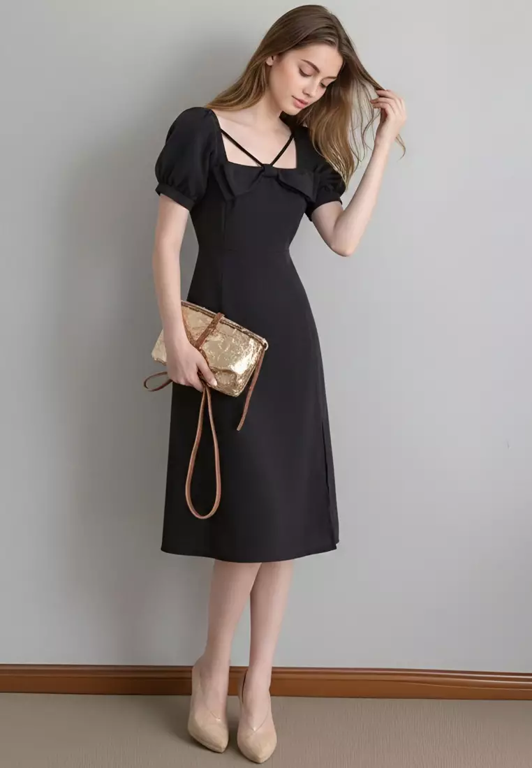 Bow Square Neck Dress