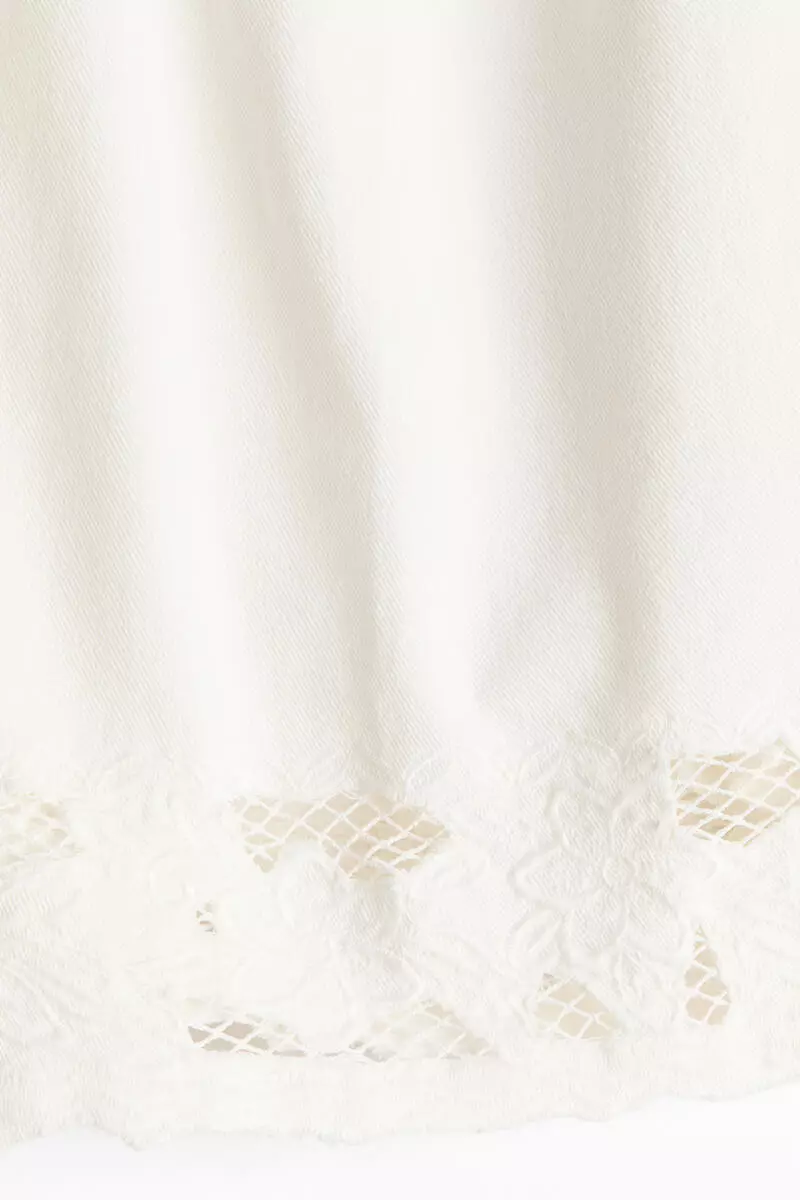 Lace-trimmed cotton twill shorts