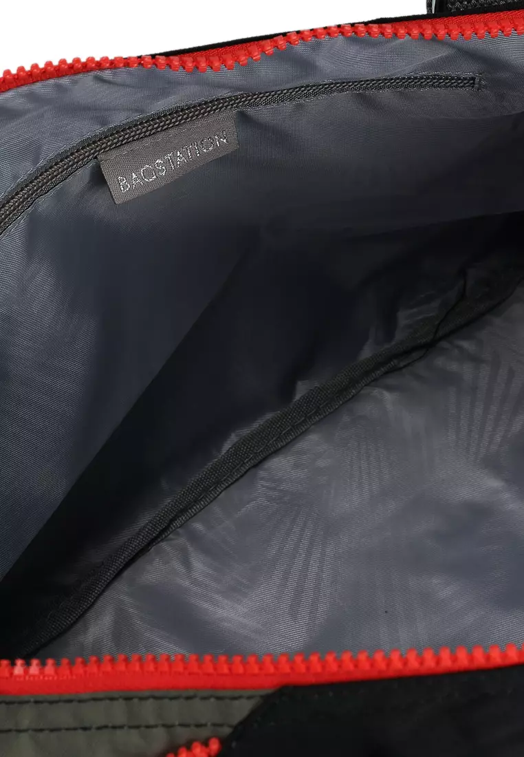 Colour Block Nylon Convertible Top Handle Bag