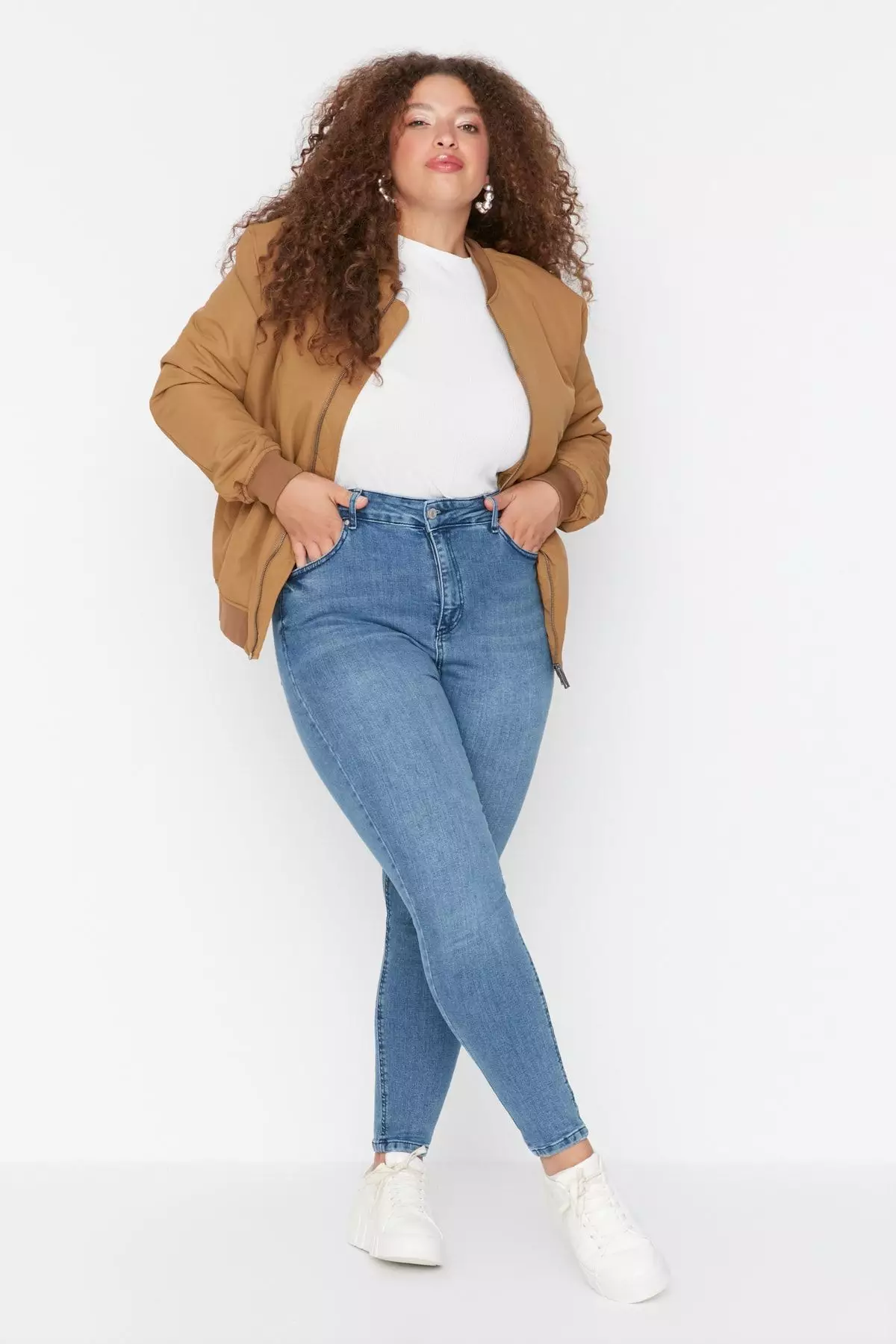 Plus Size High Waist Lycra Skinny Jeans
