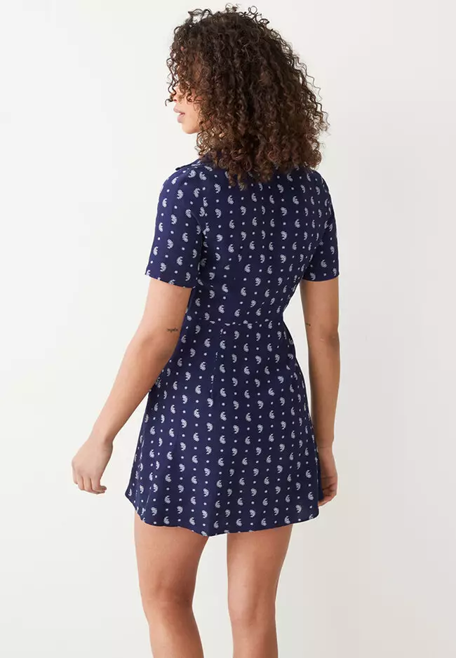 Printed Collared Mini Dress