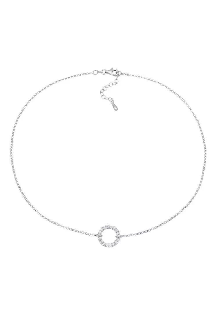 Kalung Perhiasan Perak 925 Wanita Choker Circle Zirconia