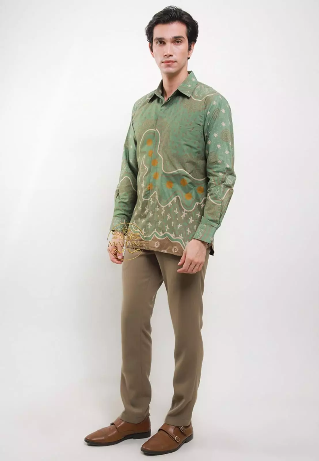 Pradana Hijau Kemeja Batik Pria Premium Slimfit Modern Lengan Panjang