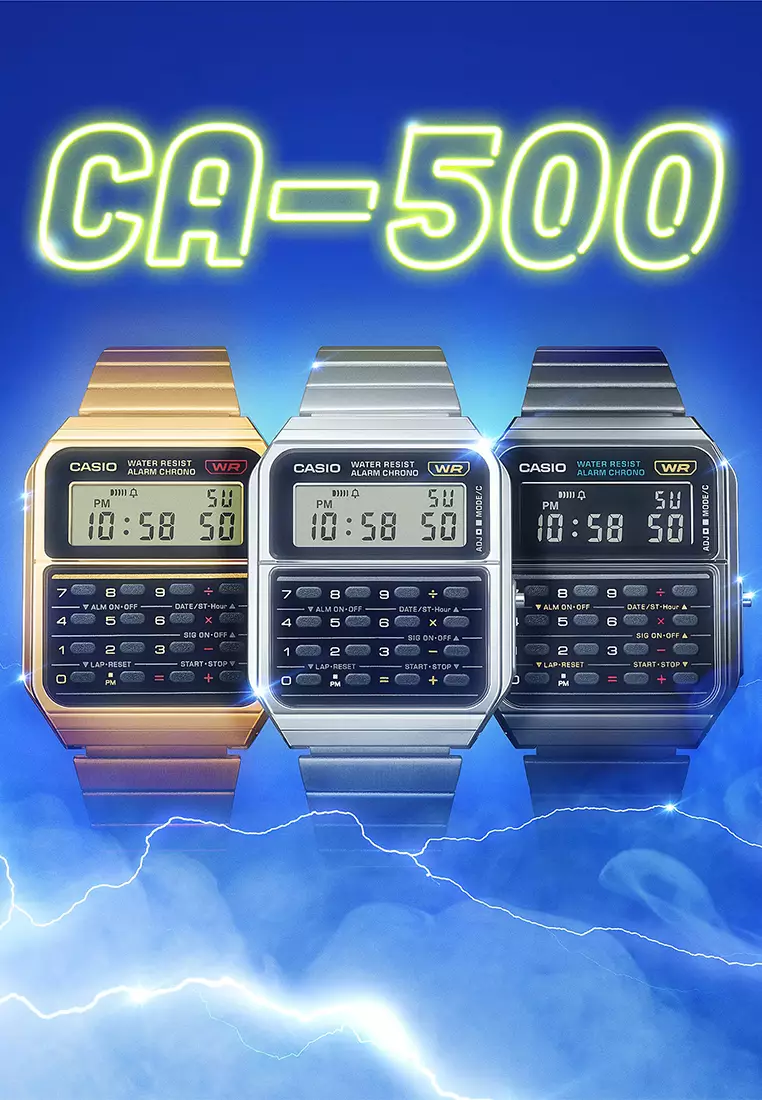 Casio Vintage Calculator Watch - Jam Tangan Digital Unisex - CA-500WE-1A - Stainless Steel