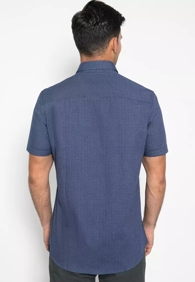 Johnwin - Kemeja Formal - Kemeja Lengan Pendek - Kemeja Pria - Navy - FSH.650.K393.819.C S/S