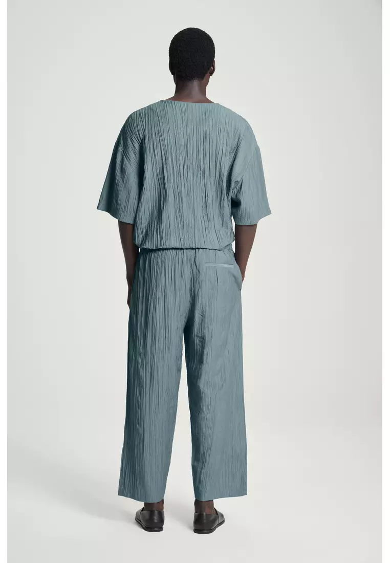 CRINKLED WIDE-LEG TROUSERS