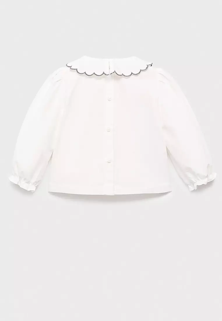 Embroidered Babydoll-Collar Blouse